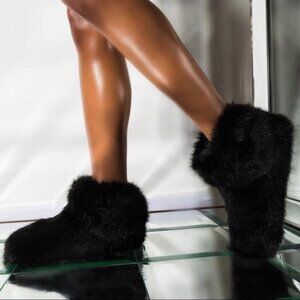 UGG Women's Black Fur Shoes Women Size 8